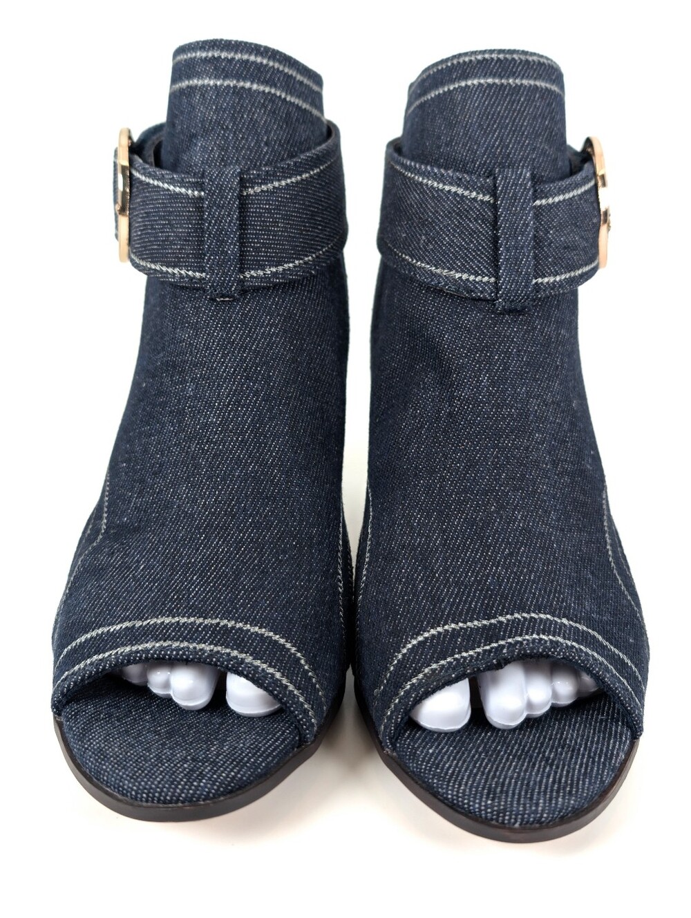 Comfort Est. 1946 Blue Denim Open Toe Ankle Booties Slingback Cone Heel Size 9 - Picture 3 of 13